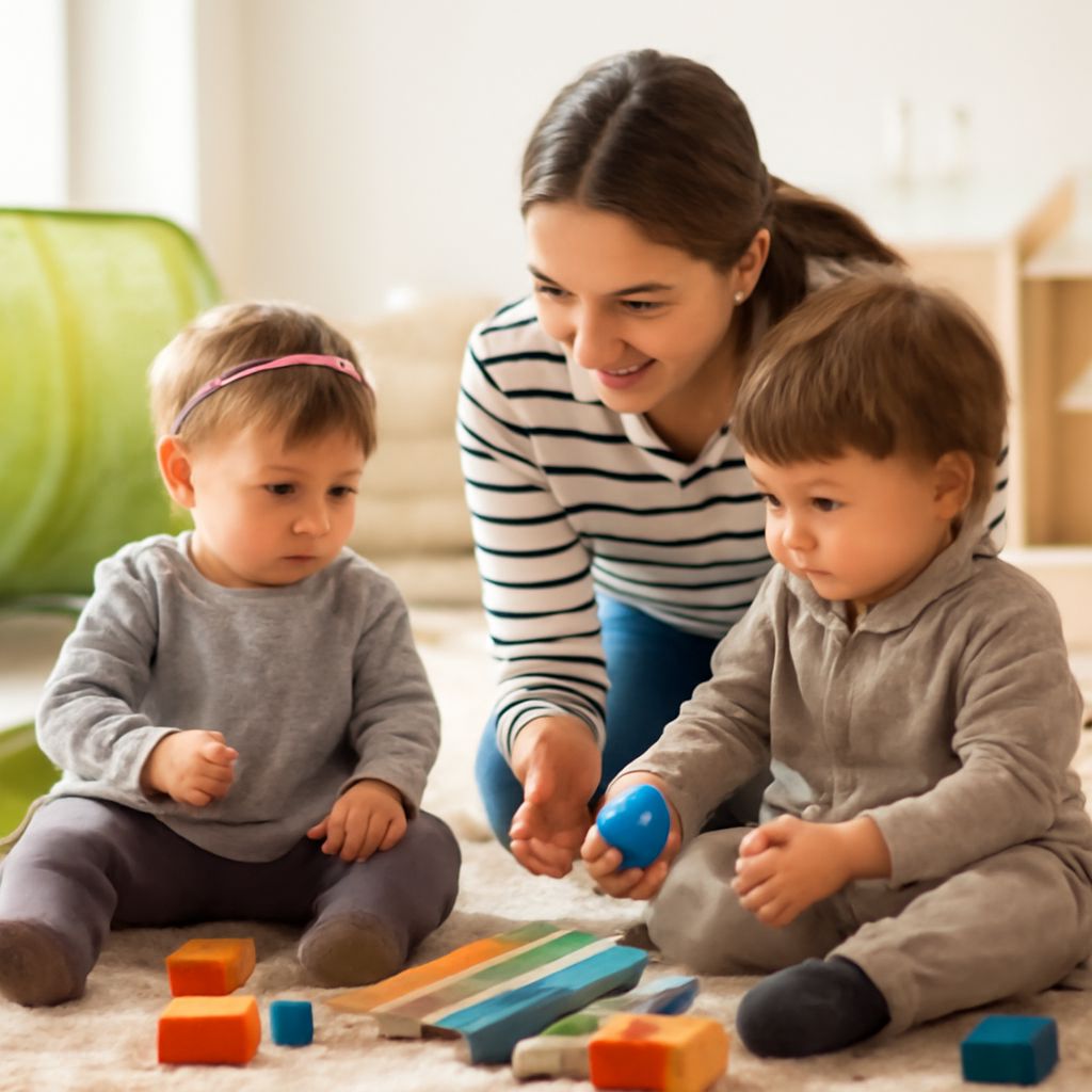 A live-in nanny interacting with a child