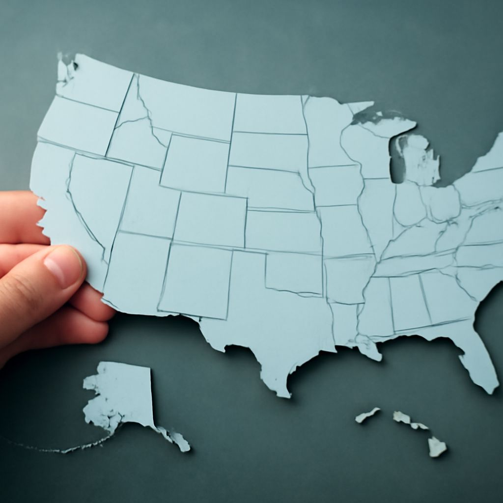 Map highlighting states without property tax